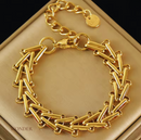 Pulseira Gabriela, aço inoxidável, formato geométrico.