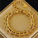 Pulseira Gabriela, aço inoxidável, geométrico grosso corrente.
