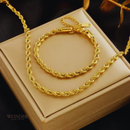Conjunto Adriana, aço inoxidável, colar e pulseiras, dourado.
