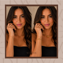 Conjunto Francisca, aço inoxidável, dourado, grânulo bola, colar e pulseira.