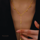 Colar Beatriz, aço inoxidável, dourado, com bolas.