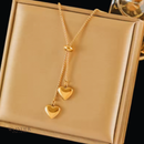 Colar Maria, aço inoxidável, dourado, ajustável de pingente de coração.