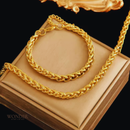 Conjunto Gabriela, aço inoxidável, cor ouro trigo, colar e pulseira.