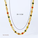 Conjunto Luna, aço inoxidável, colorido de zircônia, colar e pulseira.