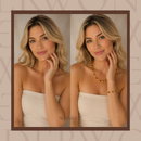 Conjunto Luna, aço inoxidável, colorido de zircônia, colar e pulseira.