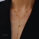 Colar Beatriz, aço inoxidável, dourado, com bolas.