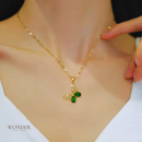 Conjunto Ayla, aço inoxidável, verde e dourado, borboleta.