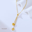 Colar Maria, aço inoxidável, dourado, ajustável de pingente de coração.