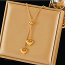 Colar Maria, aço inoxidável, dourado, ajustável de pigente de coração.