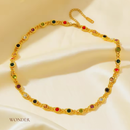 Conjunto Luna, aço inoxidável, colorido de zircônia, colar e pulseira.