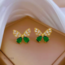 Conjunto Ayla, aço inoxidável, verde e dourado, borboleta.