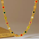 Conjunto Luna, aço inoxidável metal colorido zircão, corrente colar e pulseira.