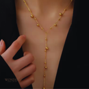 Colar Beatriz, aço inoxidável, dourado, com bolas.