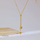 Colar Maria, aço inoxidável, dourado, ajustável de pingente de coração.