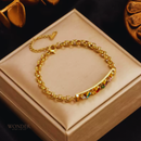 Pulseira Marta, aço inoxidável, dourado, quadrado colorido zircon.