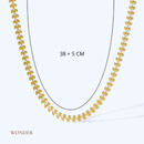 Conjunto Gabriela, aço inoxidável, dourado, formato  trigo, colar e pulseira.