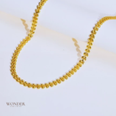 Conjunto Paola, aço inoxidável, cor de ouro trigo, corrente colar e pulseira.