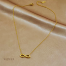 Colar Berlinda, aço inoxidável, dourado, com símbolo infinito.