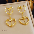 Brinco Lais,aço inoxidável, dourado, coração.