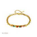 Pulseira Marta, aço inoxidável, dourado, quadrado colorido zircon.