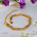 Pulseira Alma, aço inoxidável, prata e dourado.