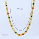 Conjunto Luna, aço inoxidável metal colorido zircão, corrente colar e pulseira.