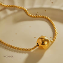 Conjunto Francisca, aço inoxidável, cor de ouro, grânulo bola, colar e pulseira.