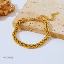 Conjunto Gabriela, aço inoxidável, cor ouro trigo, colar e pulseira.
