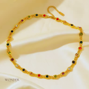 Conjunto Luna, aço inoxidável metal colorido zircão, corrente colar e pulseira.