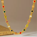 Conjunto Luna, aço inoxidável, colorido de zircônia, colar e pulseira.