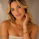 Conjunto Luna, aço inoxidável, colorido de zircônia, colar e pulseira.